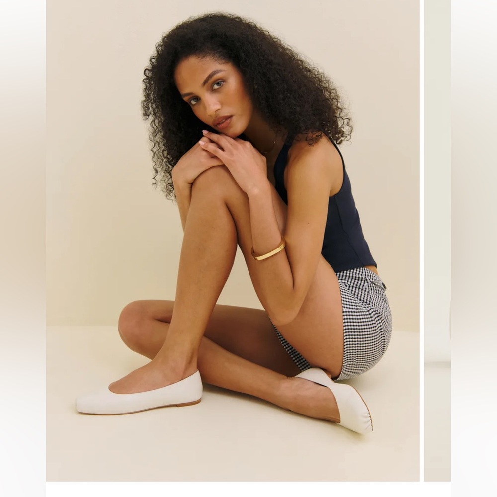 Reformation Mikayla Ballet Flat Ivory - Size 8